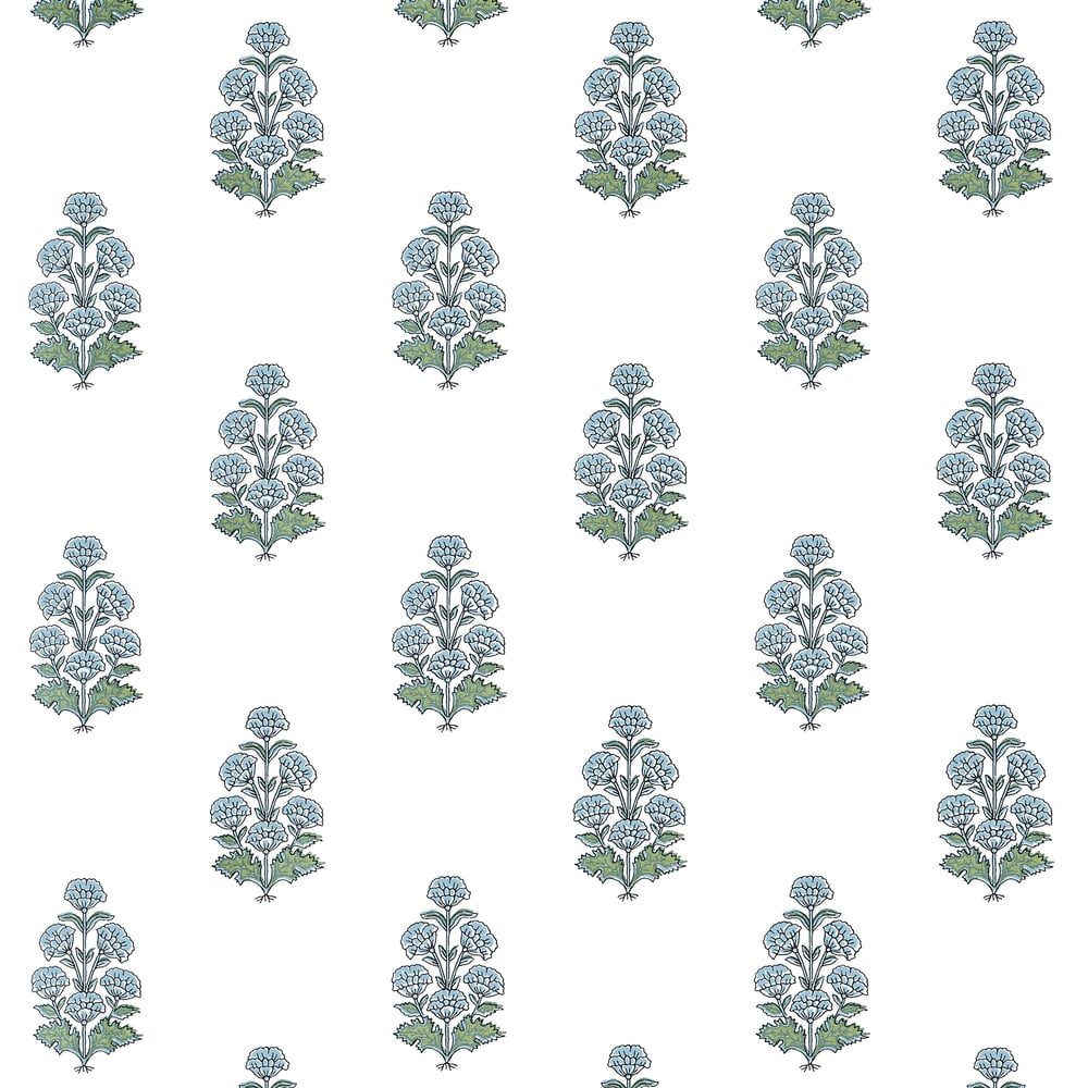 Thibaut AUDREY T10521 in Blue Wallpaper - BOXWOOD