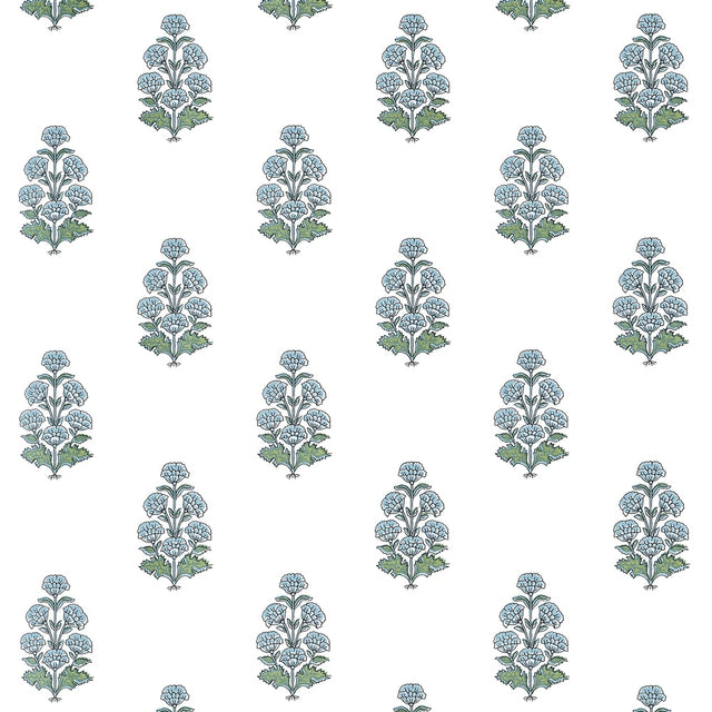 Thibaut AUDREY T10521 in Blue Wallpaper - BOXWOOD