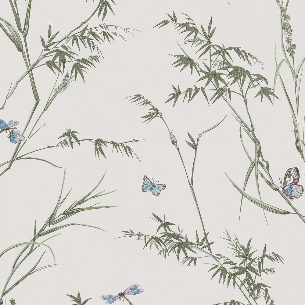 Thibaut VIRGINIA T10526 in Beige and Sage Wallpaper - BOXWOO