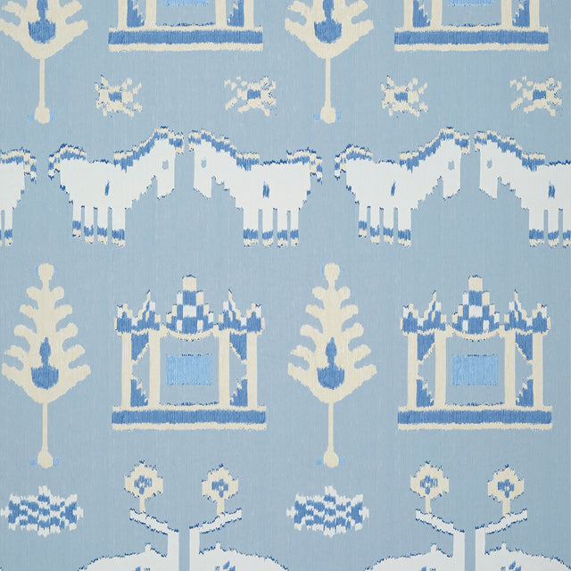 Thibaut T10643 KINGDOM PARADE Spa Blue - Eade's Wallpaper