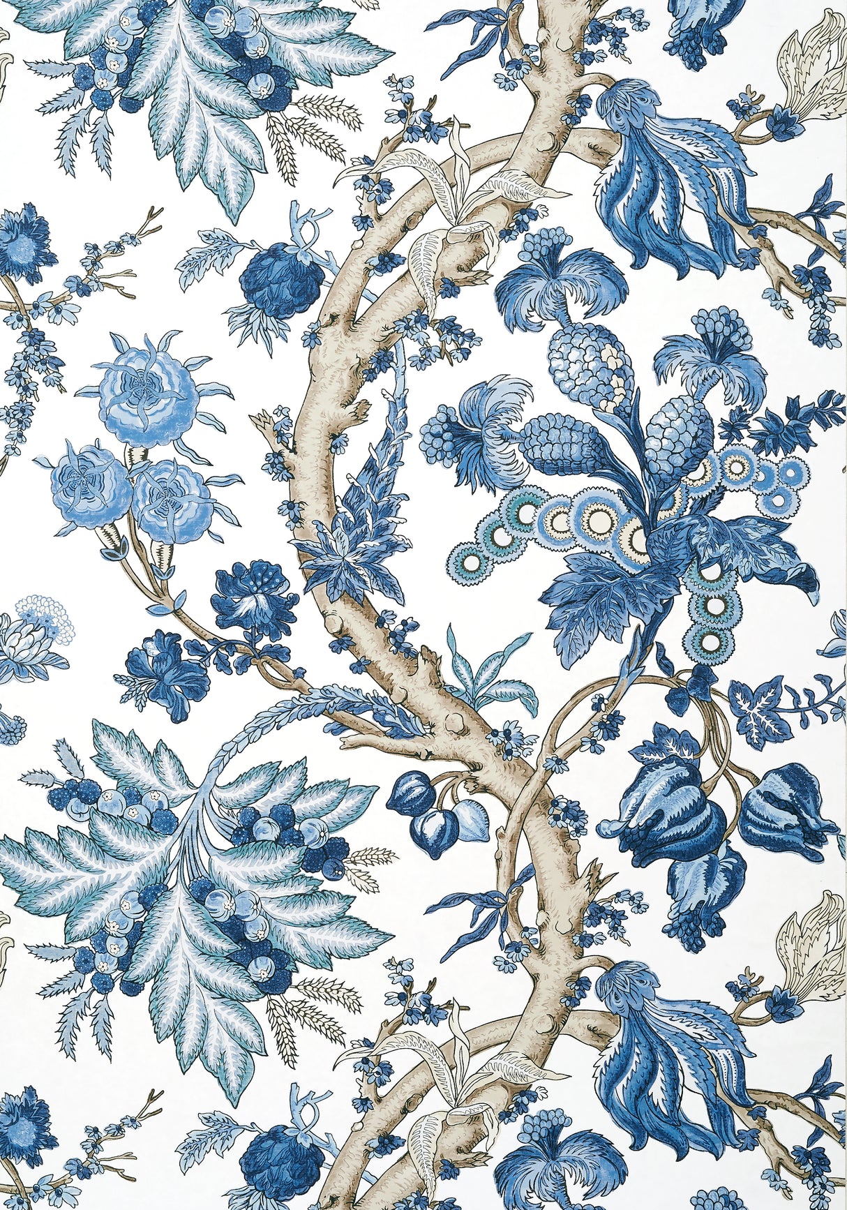Thibaut T10846 CHATELAIN Blue and White Wallpaper