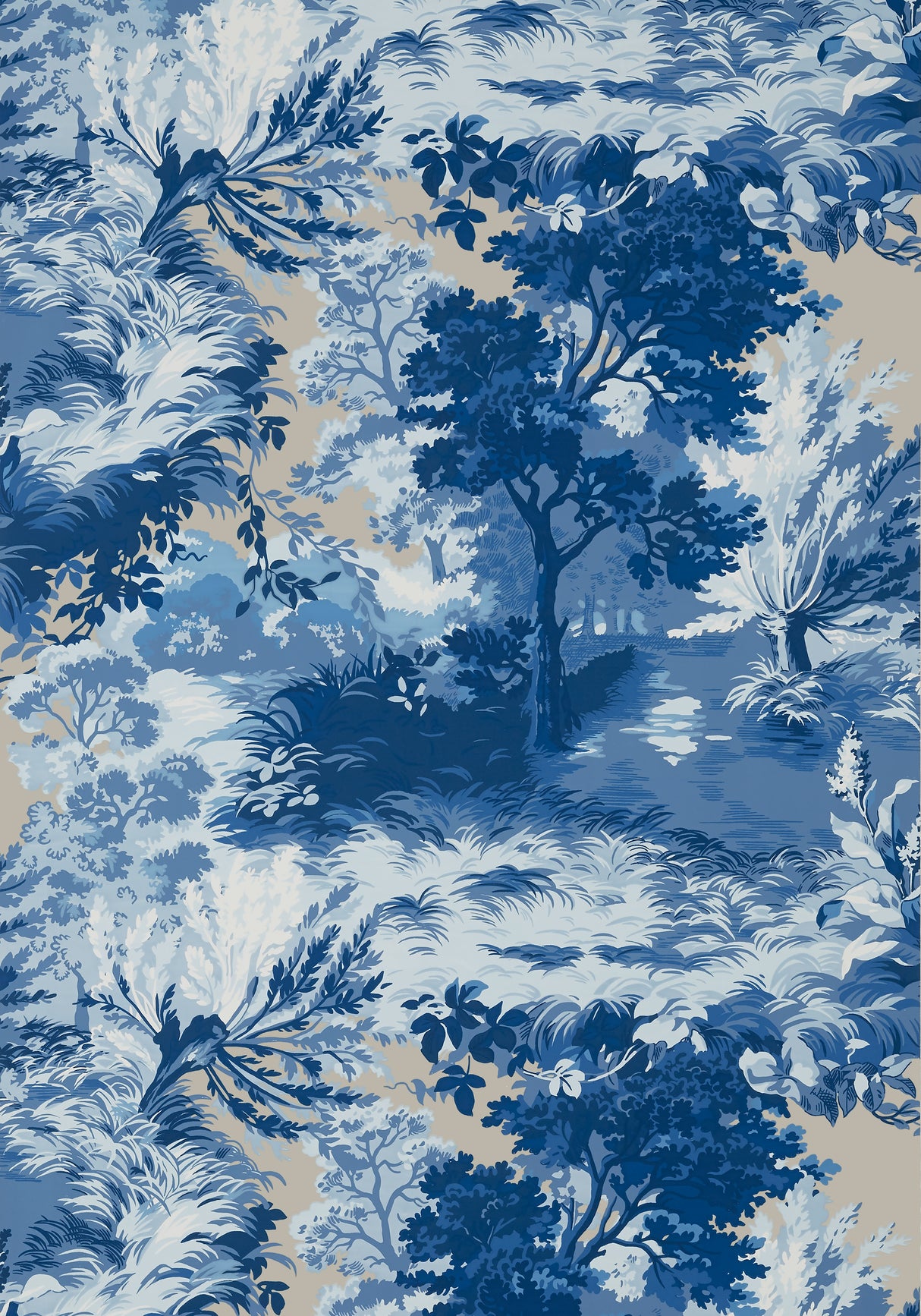 Thibaut T10864 LINCOLN TOILE Blue and Flax Wallpaper