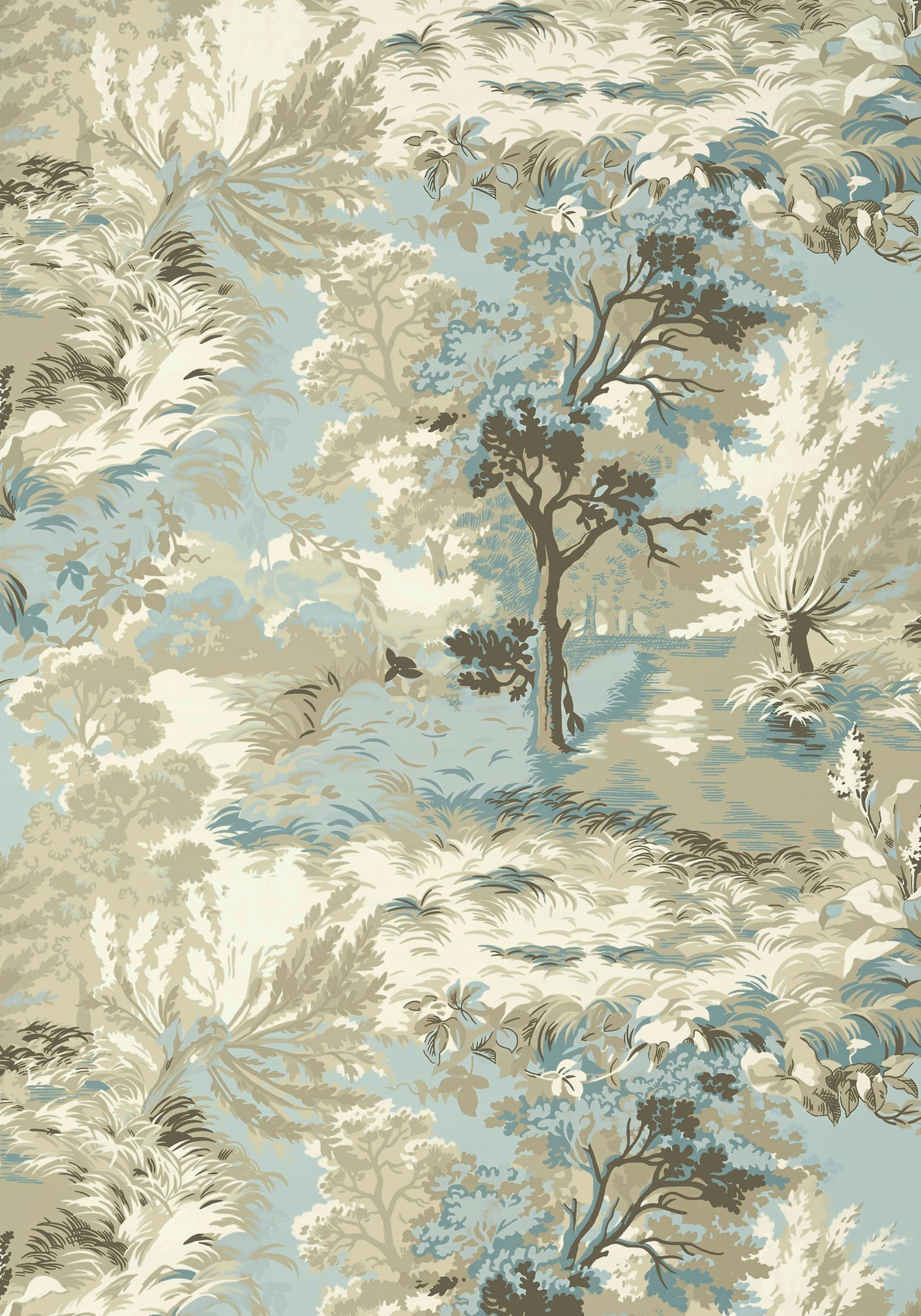 Thibaut T10865 LINCOLN TOILE Beige and Spa Blue Wallpaper