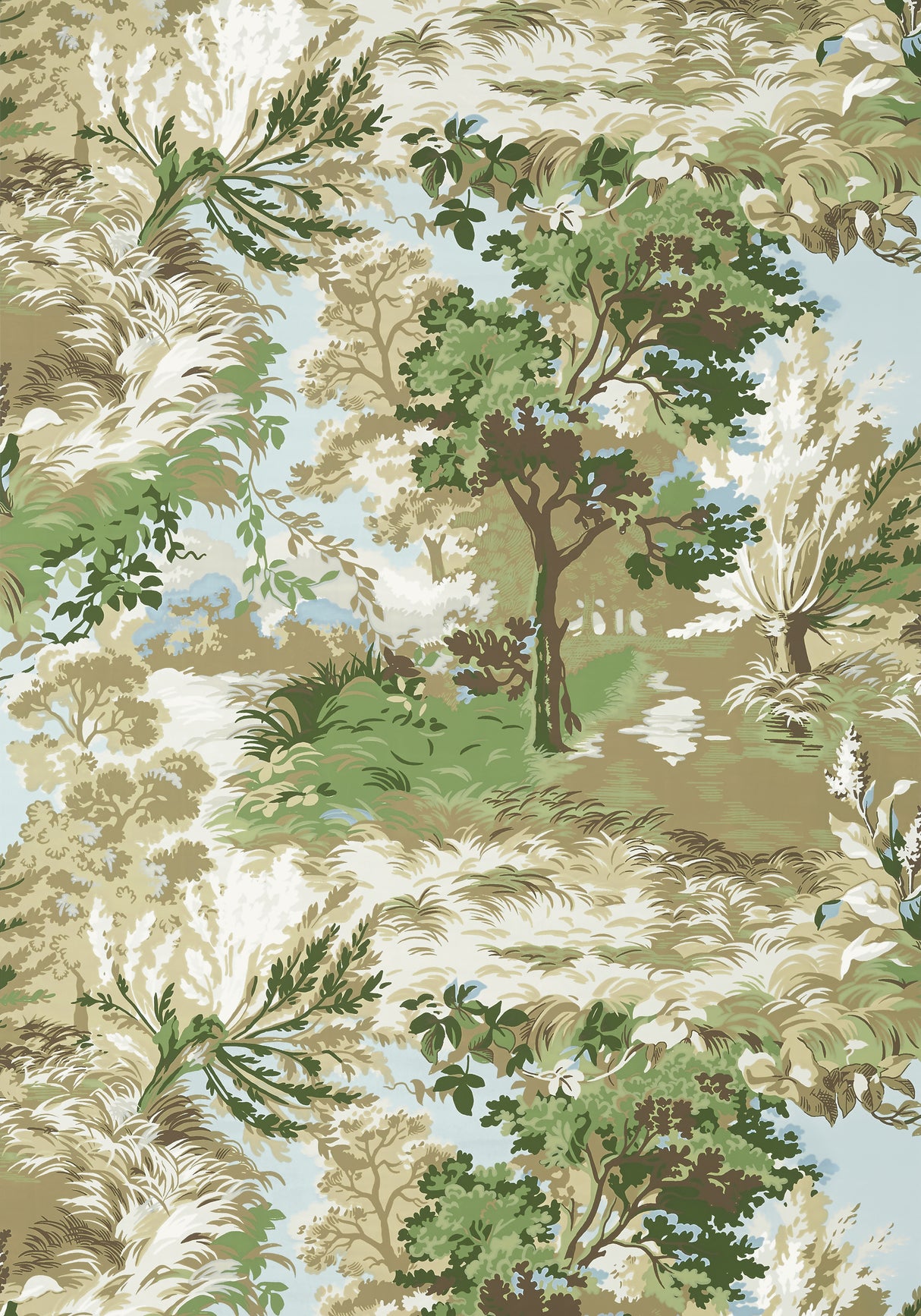 Thibaut T10866 LINCOLN TOILE Green and Beige Wallpaper