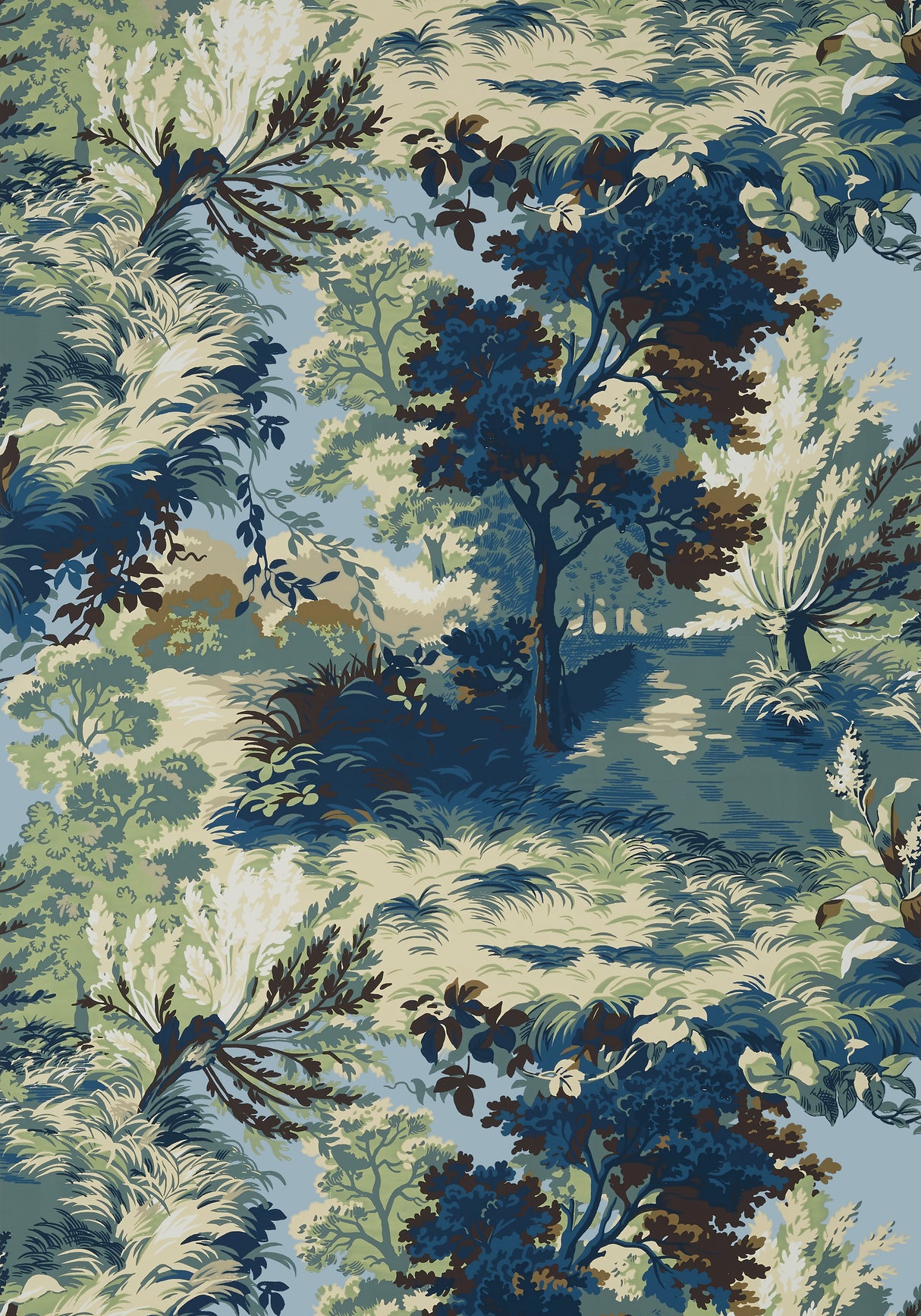 Thibaut T10867 LINCOLN TOILE Navy and Teal Wallpaper
