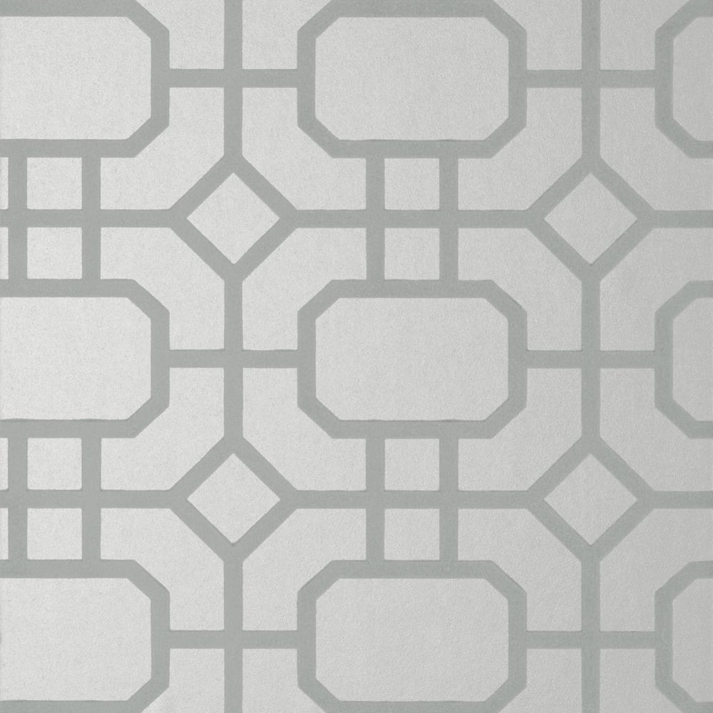Thibaut T11001 PORTIER FLOCK Grey on Silver Wallpaper