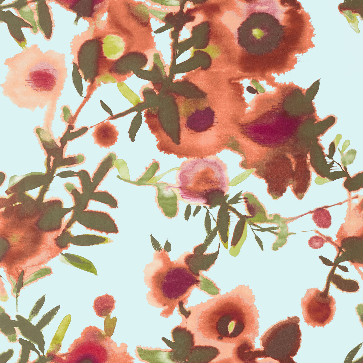 Thibaut T13086 OPEN SPACES Aqua and Coral Wallpaper