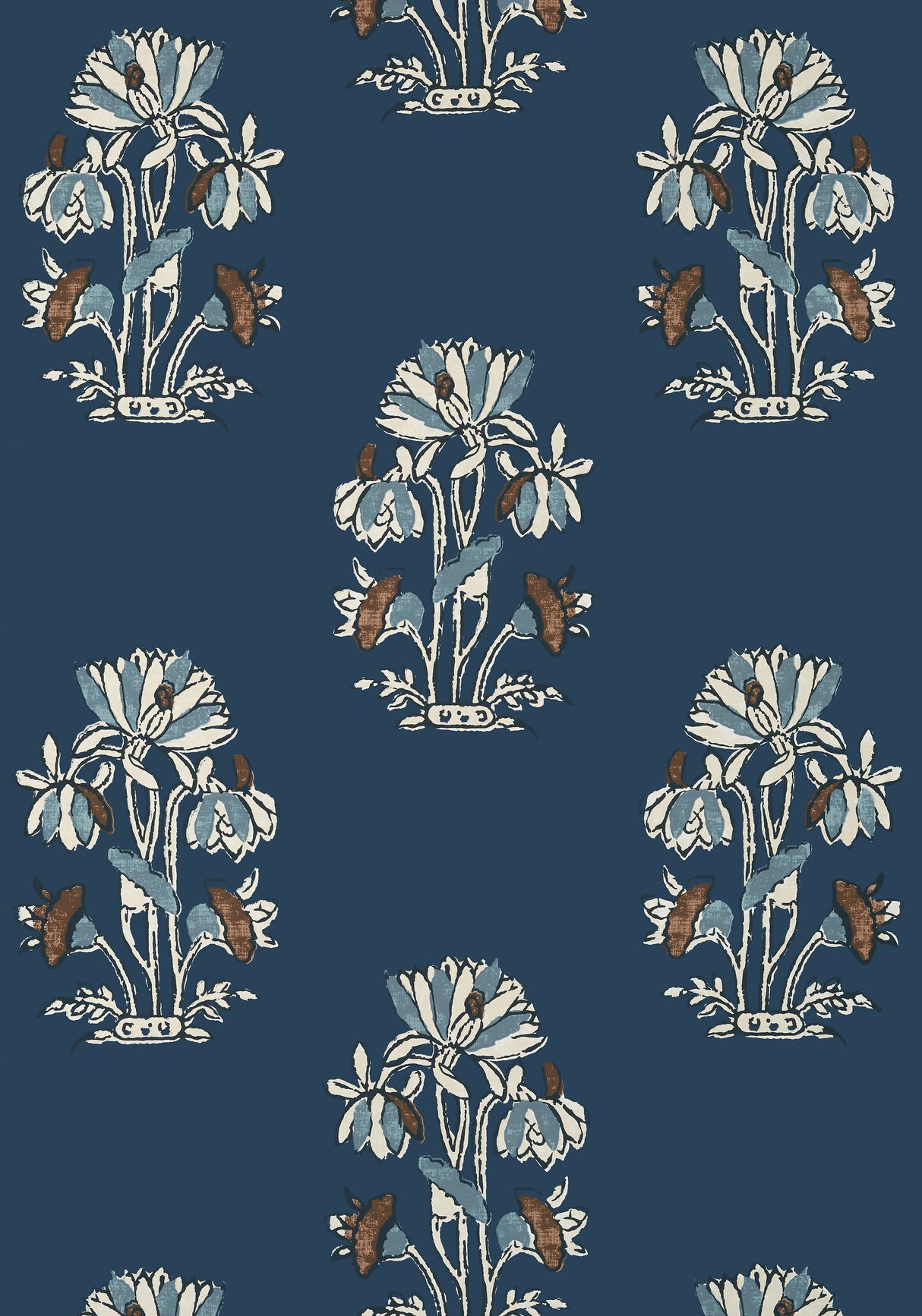 Thibaut T13203 LILY FLOWER Navy Wallpaper