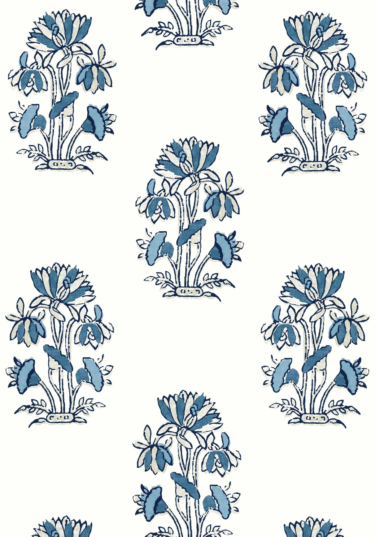 Thibaut T13204 LILY FLOWER Blue and White Wallpaper