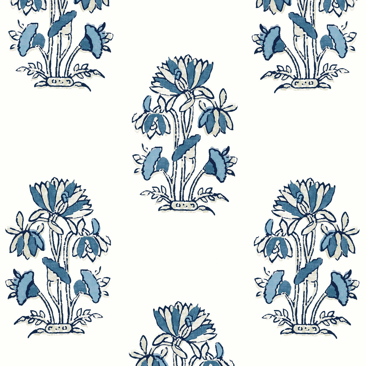 Thibaut T13204 LILY FLOWER Blue and White