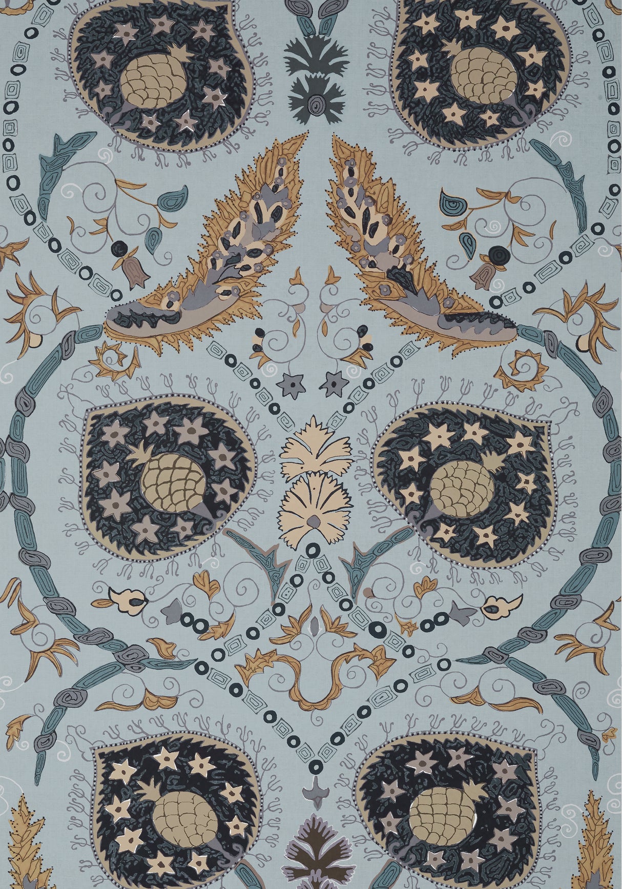 Thibaut T13214 LEWIS Mineral Blue Wallpaper