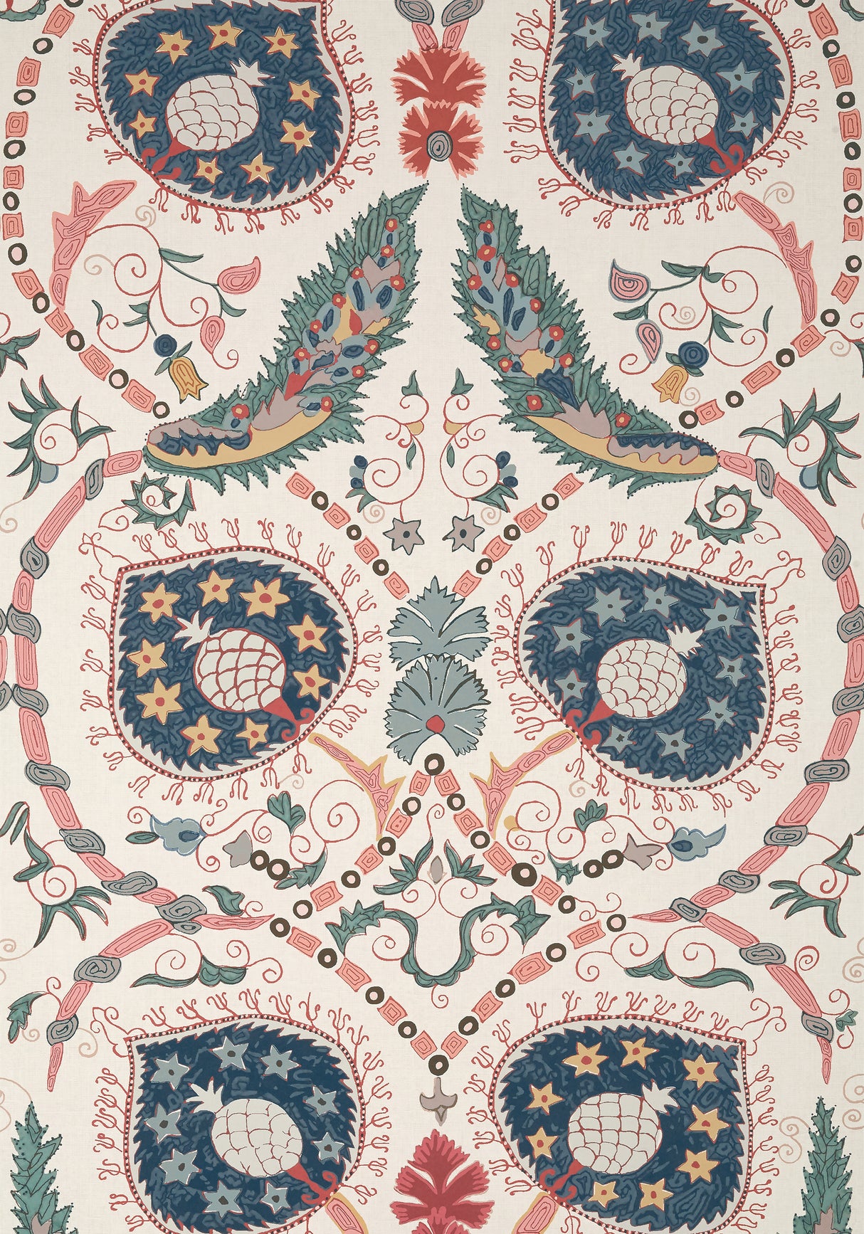 Thibaut T13219 LEWIS Coral and Blue Wallpaper