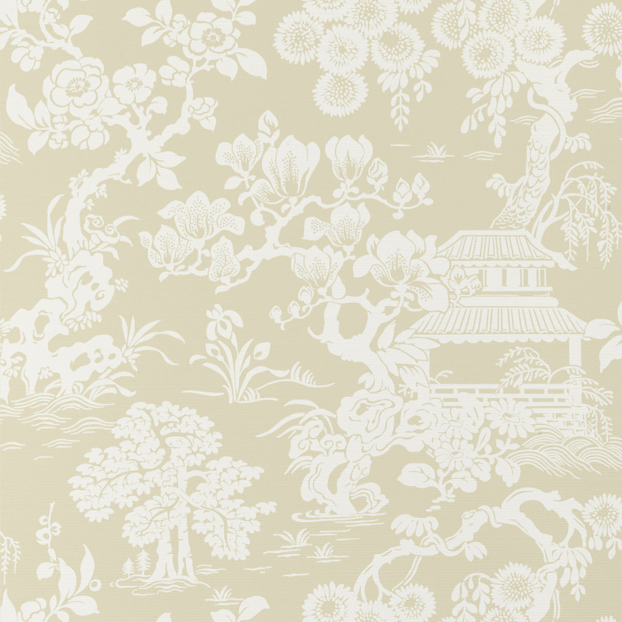 Thibaut T13300 JAPANESE GARDEN Beige - Eade's Wallpaper