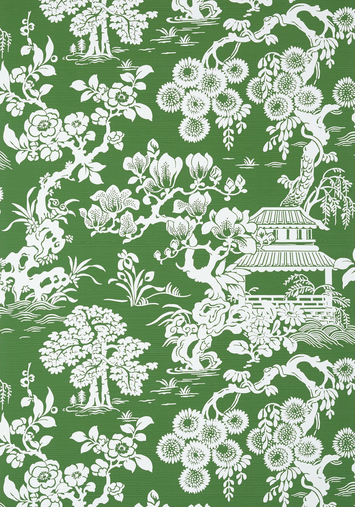 Thibaut T13304 JAPANESE GARDEN Emerald Wallpaper