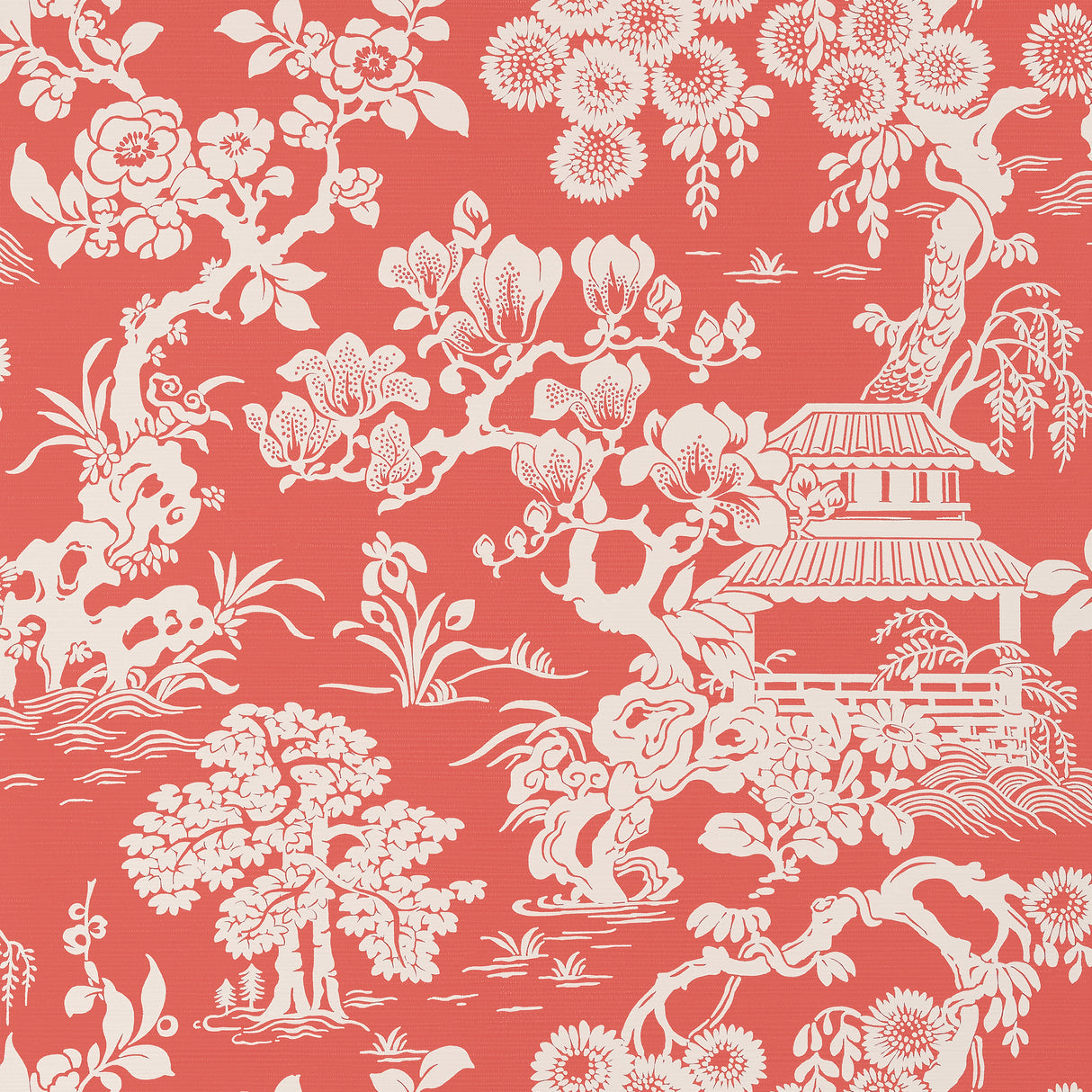 Thibaut T13305 JAPANESE GARDEN Coral