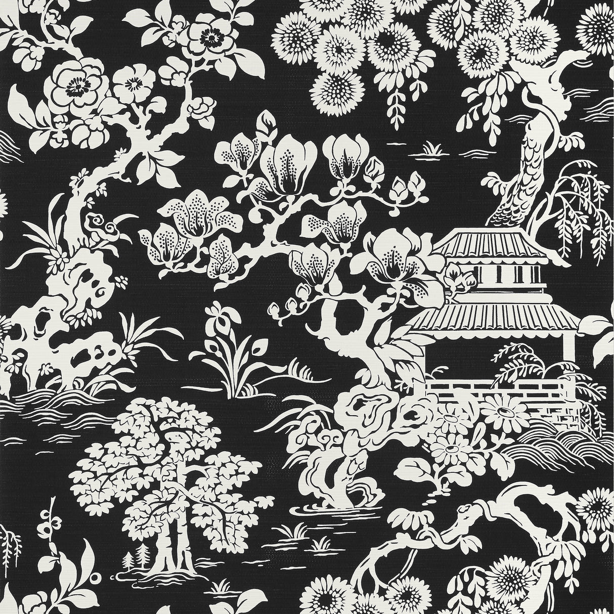 Thibaut T13308 JAPANESE GARDEN Black