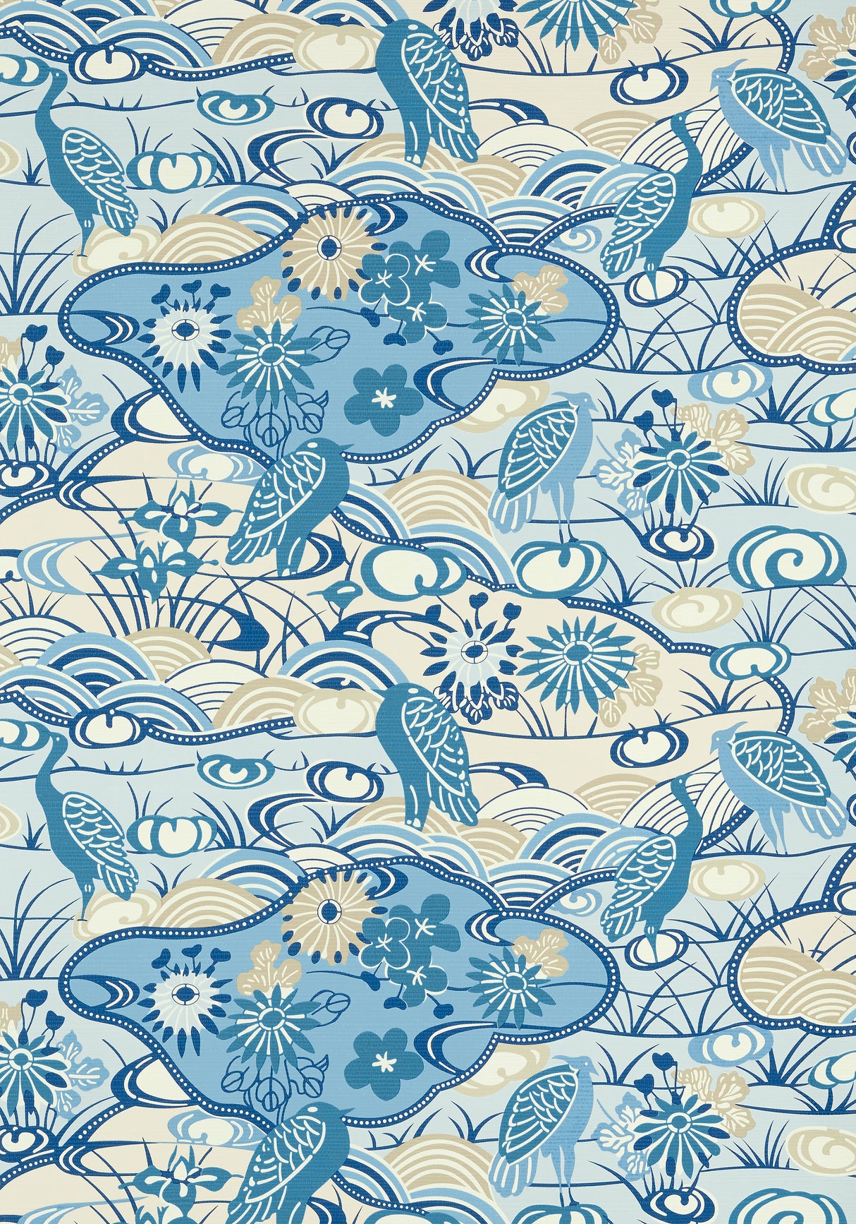 Thibaut T13332 HERON STREAM Blue Wallpaper