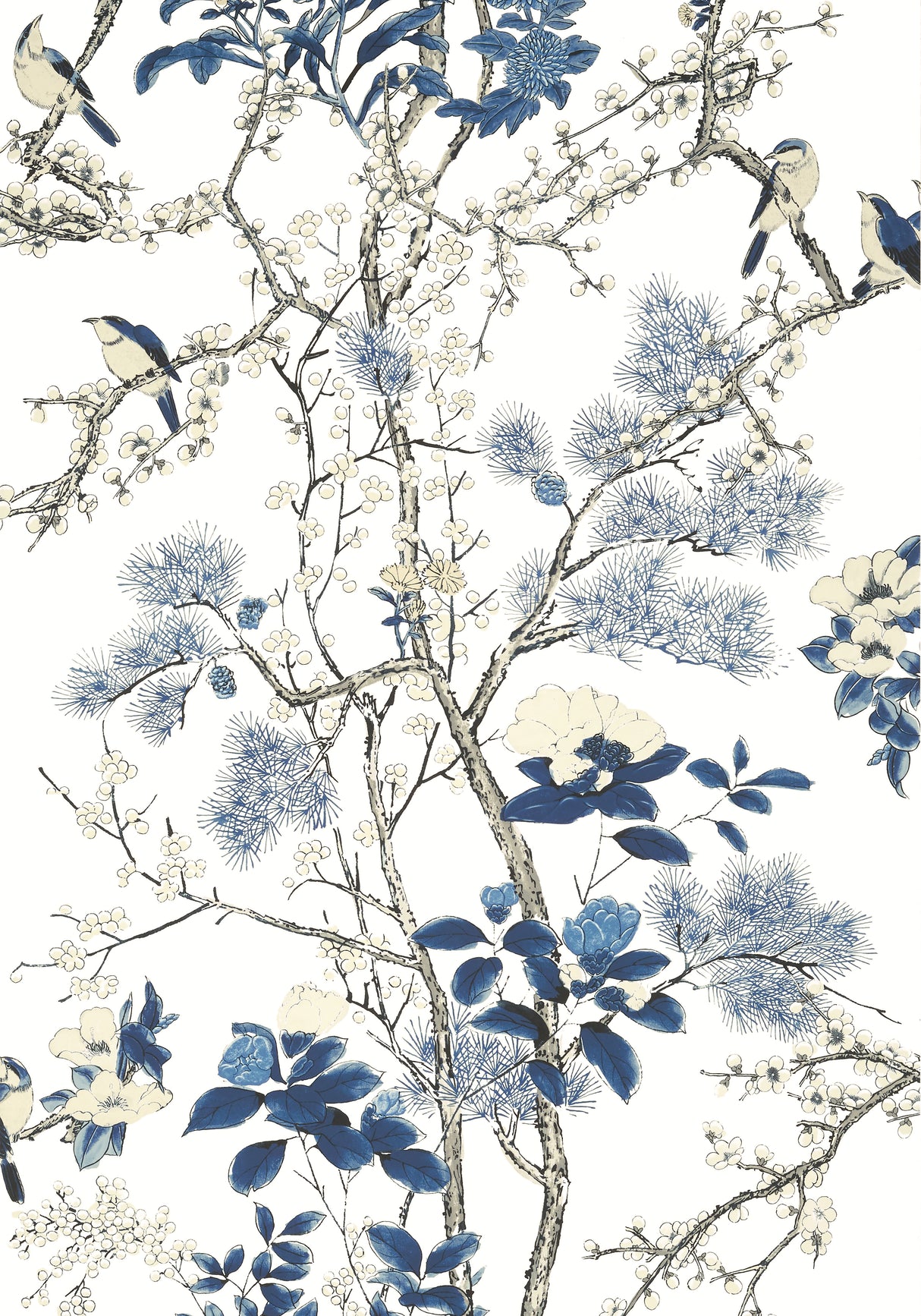 Thibaut T13619 KATSURA Blue and White Wallpaper
