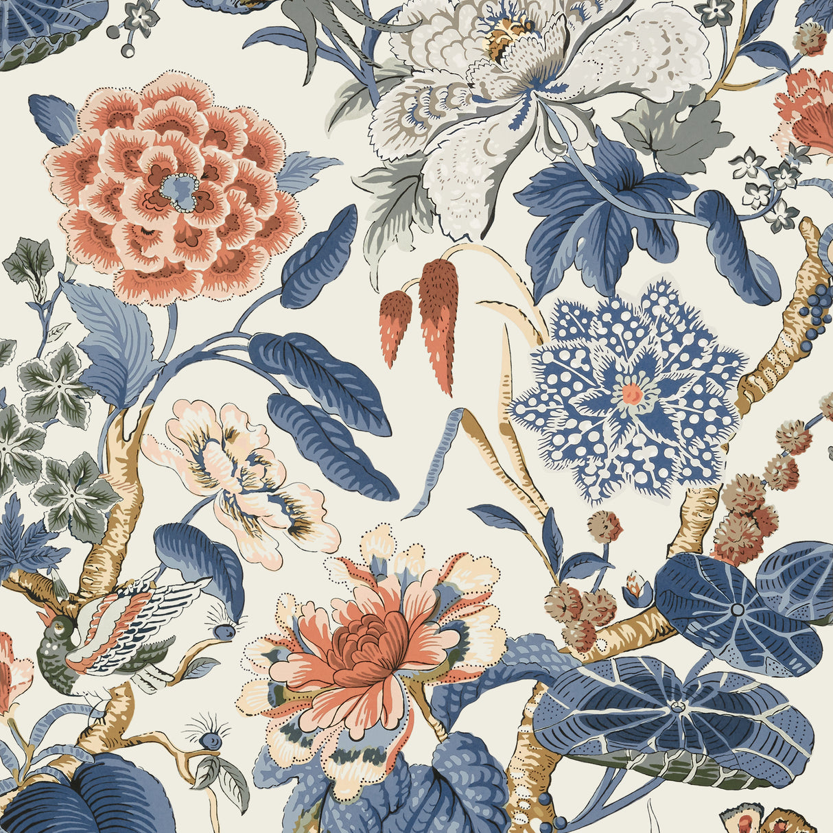 Thibaut T13655 HILL GARDEN Brick and Navy