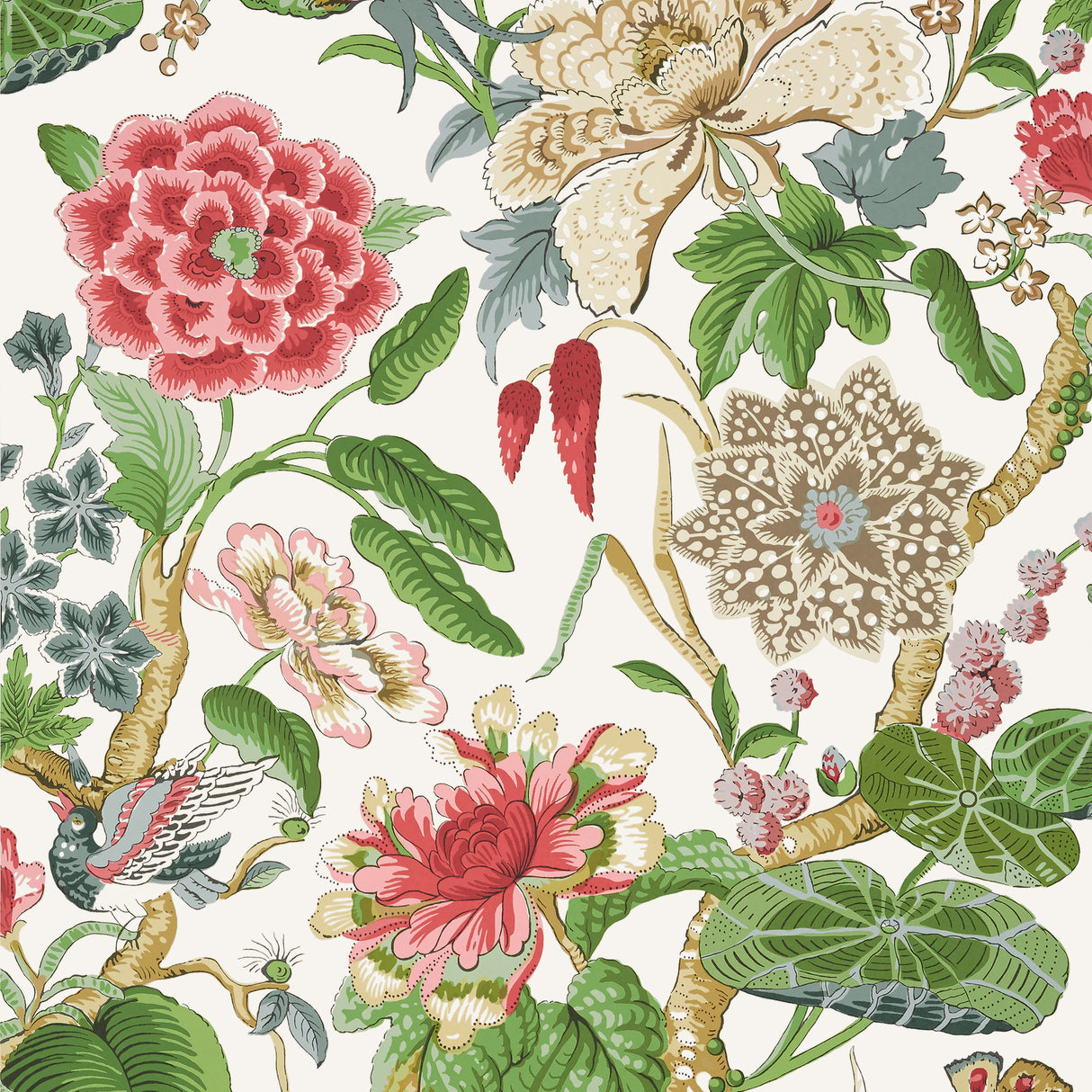 Thibaut T13658 HILL GARDEN Coral and Green