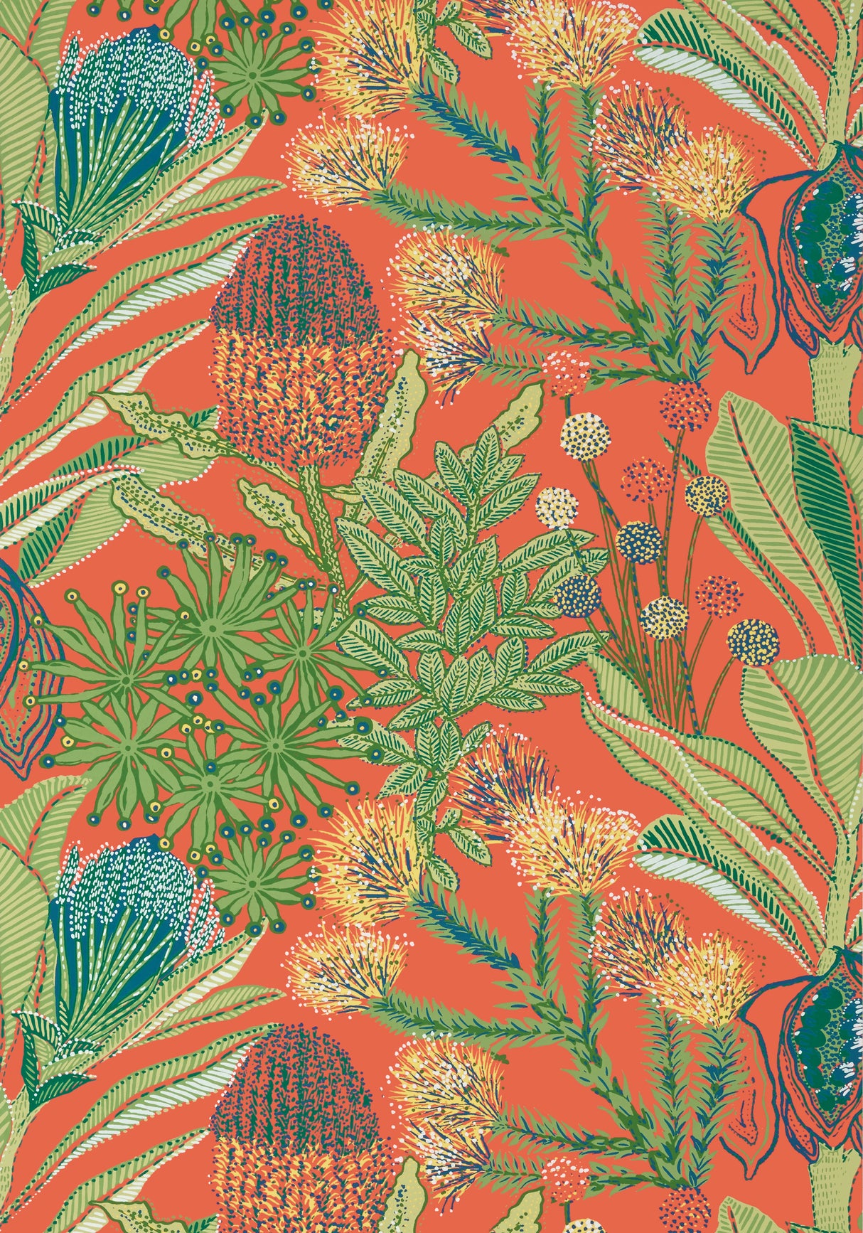 Thibaut T13906 PROTEA Coral Wallpaper