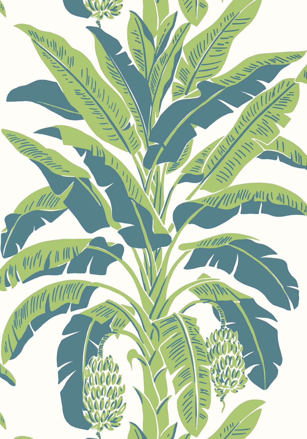 Thibaut T13918 BANANA TREE Green and Blue Wallpaper