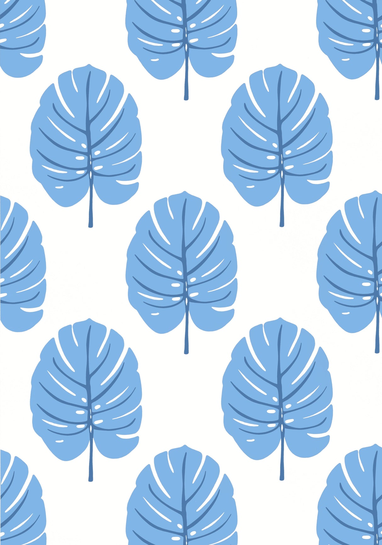 Thibaut T13953 MONSTERA Blue Wallpaper