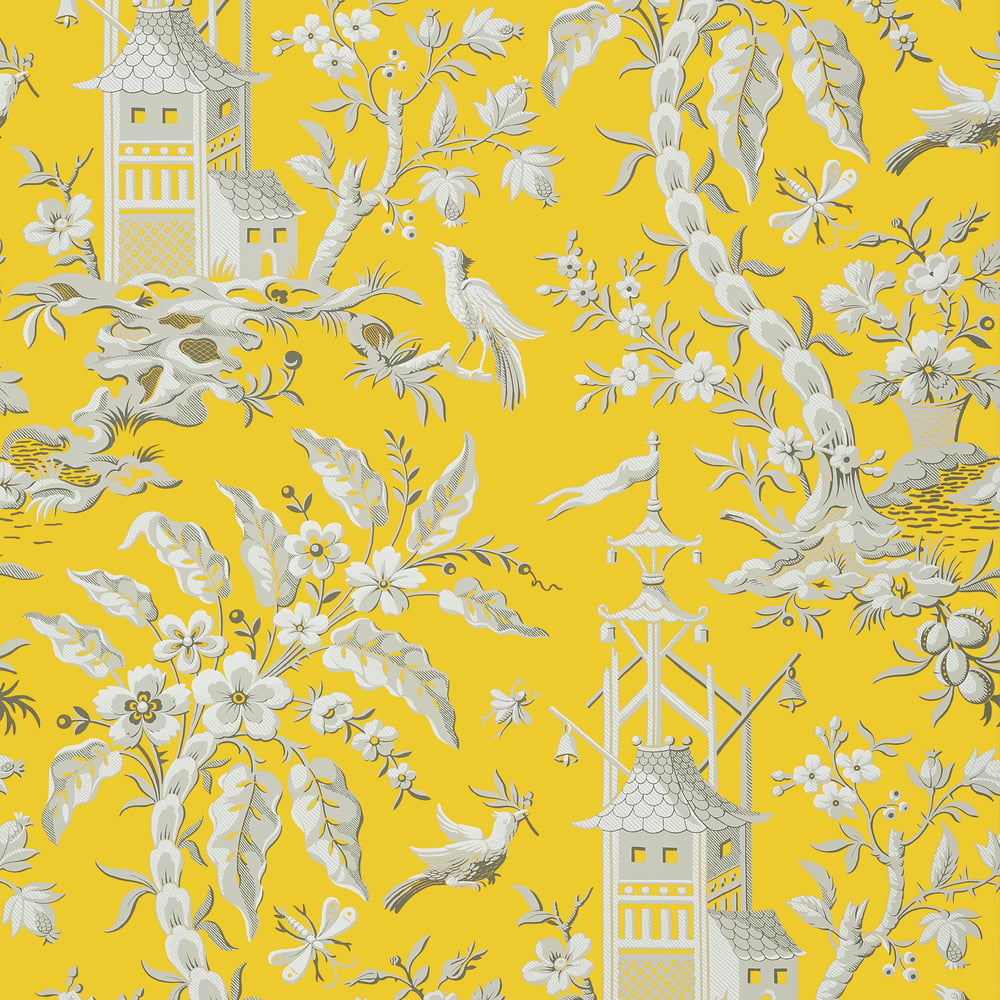 Thibaut PAGODA GARDEN T14206 in Yellow Wallpaper - IMPERIAL 