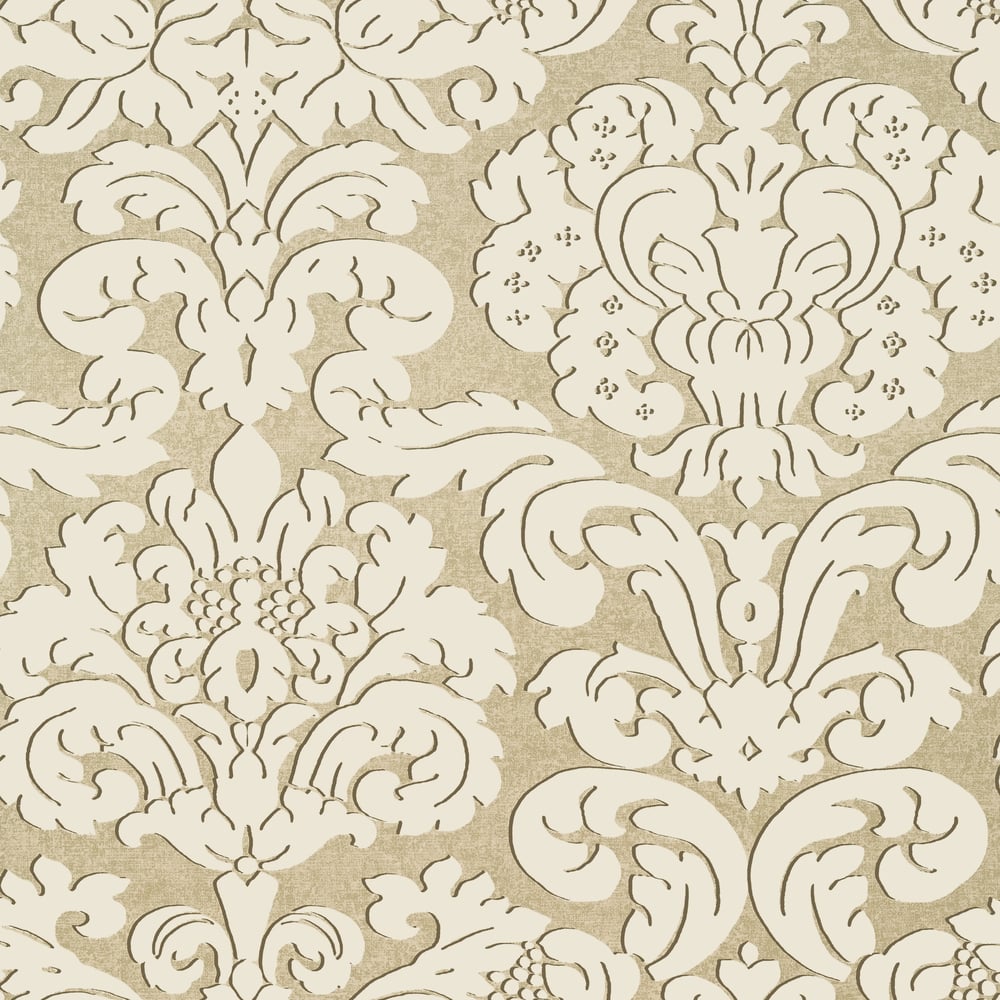 Thibaut T14218 TRELAWNY DAMASK Beige Wallpaper
