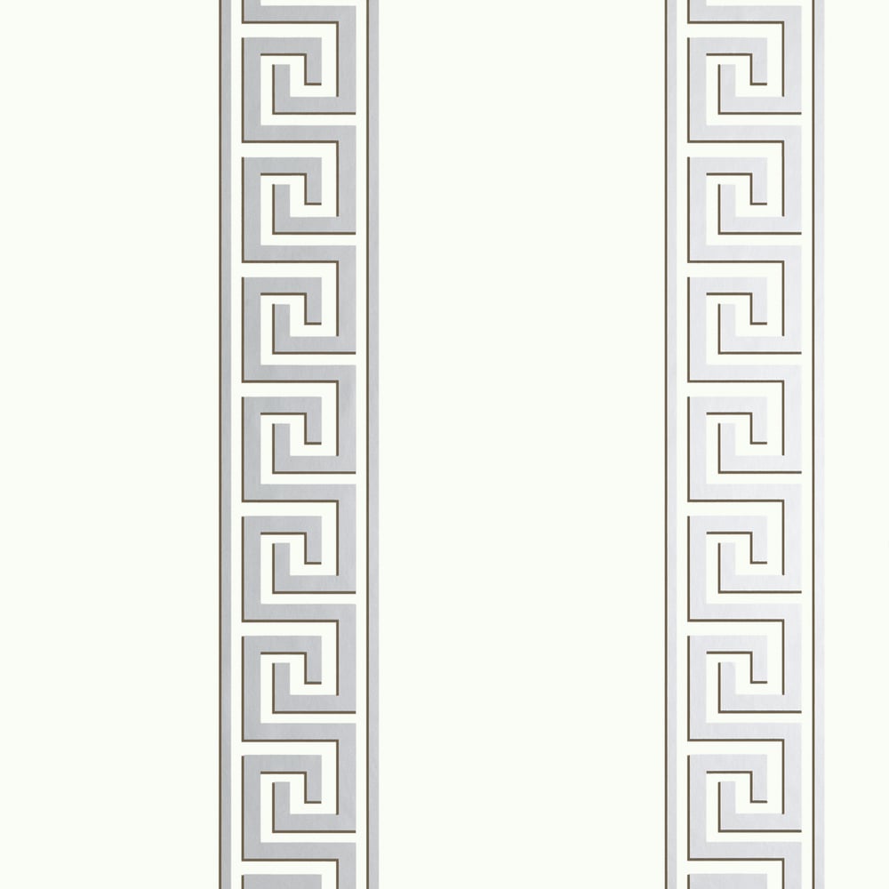 Thibaut T14244 ANDREAS STRIPE Metallic Silver on White Wallpaper