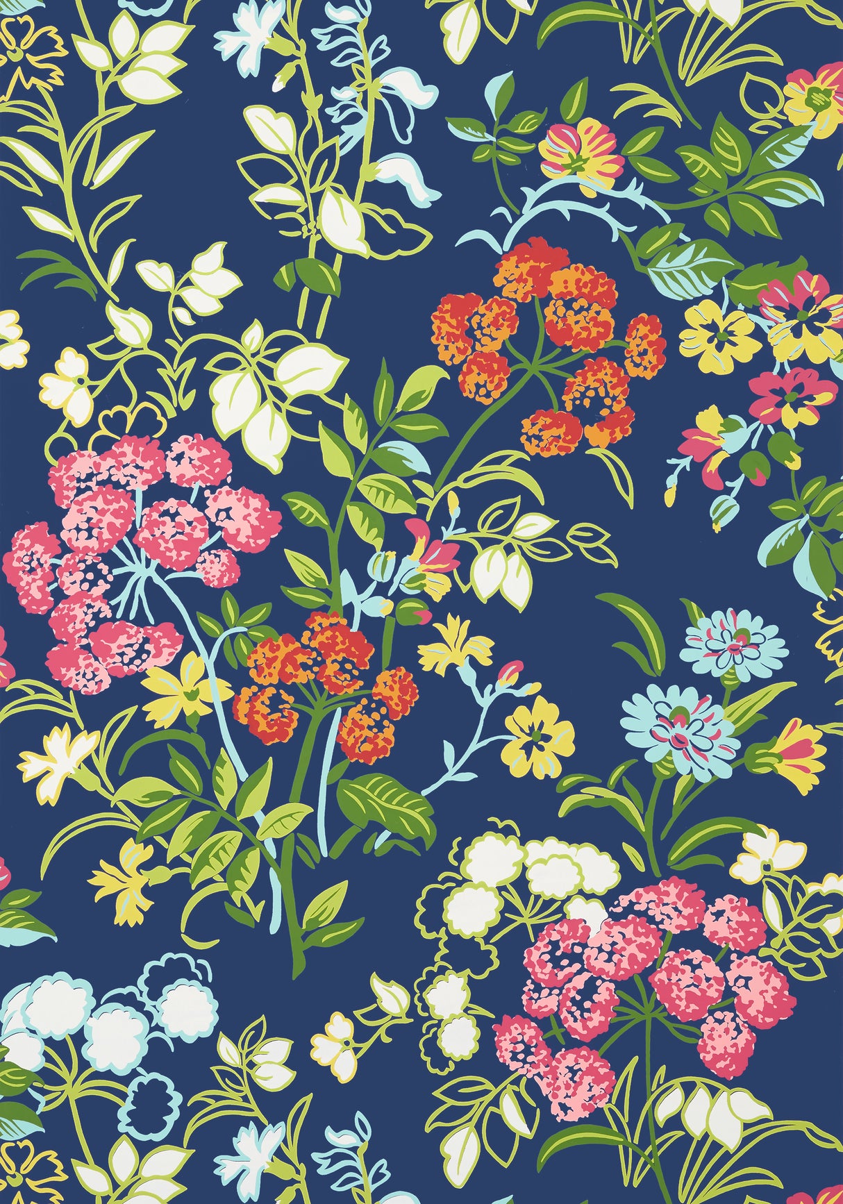 Thibaut T14337 SPRING GARDEN Navy Wallpaper