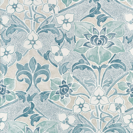 Thibaut WOODFORD T14604 in Spa Blue Wallpaper - FAIRHAVEN