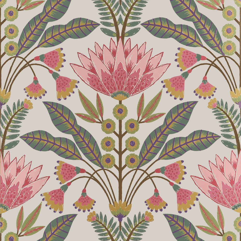 Thibaut LOTUS T14606 in Cranberry Wallpaper - FAIRHAVEN