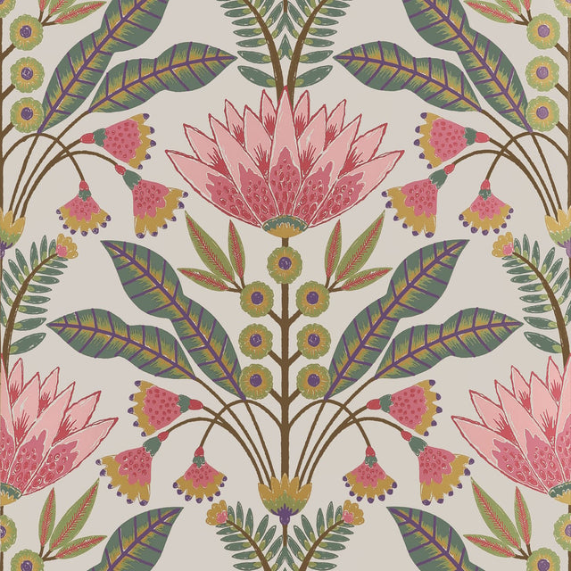 Thibaut LOTUS T14606 in Cranberry Wallpaper - FAIRHAVEN