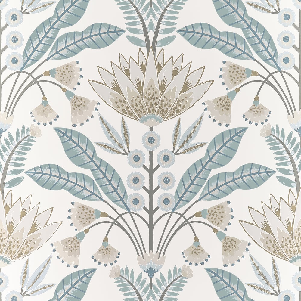 Thibaut LOTUS T14611 in Spa Blue Wallpaper - FAIRHAVEN