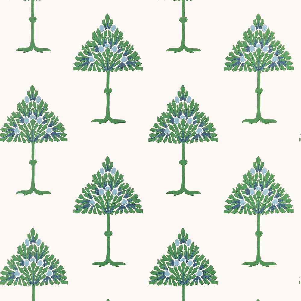 Thibaut MAY TREE T14615 in Blue and Green Wallpaper - FAIRHA