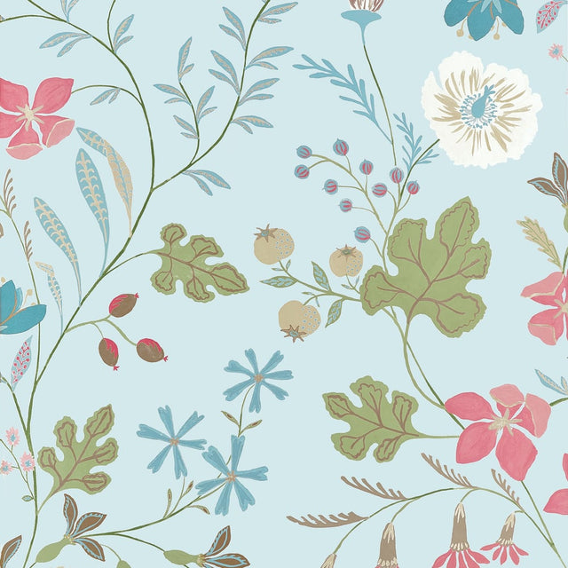 Thibaut BLOOM T14627 in Spa Blue Wallpaper - FAIRHAVEN