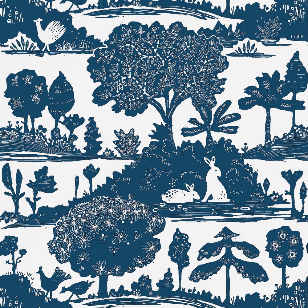 Thibaut LA FORÊT T14652 in Navy Wallpaper - FAIRHAVEN