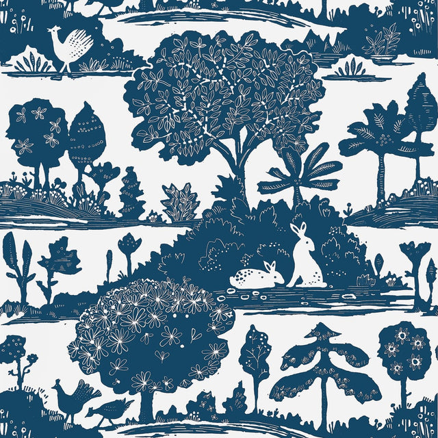 Thibaut LA FORÊT T14652 in Navy Wallpaper - FAIRHAVEN