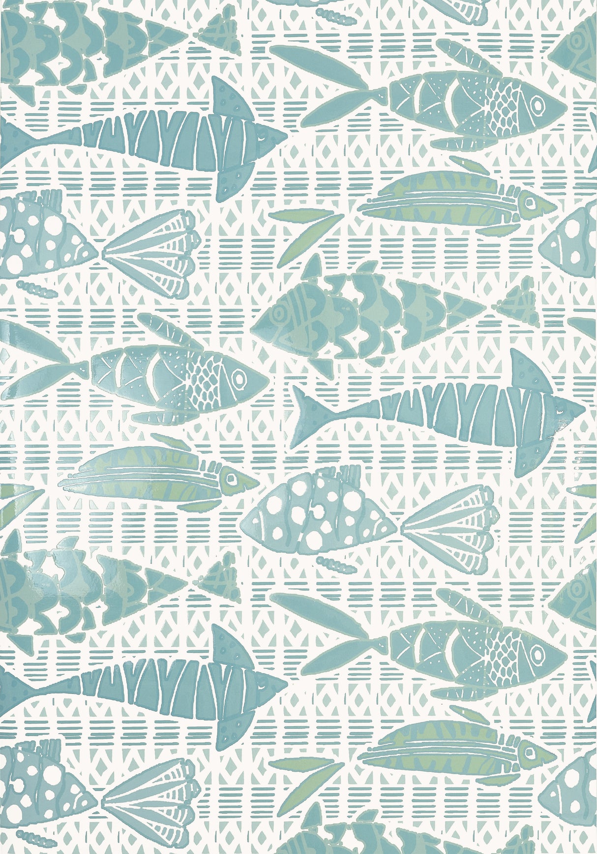 Thibaut T15871 BATIK FISH Spa Blue Wallpaper