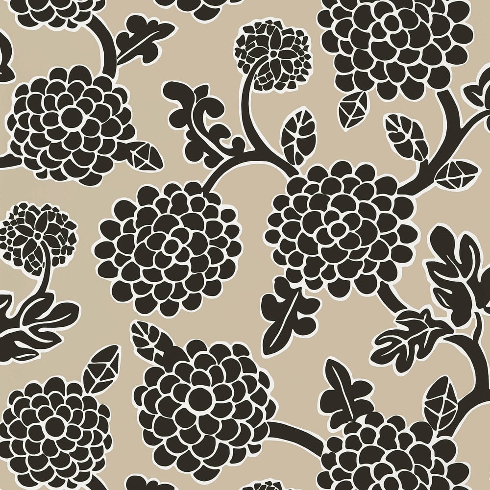 Thibaut T16018 NIKKO Black and Tan Wallpaper