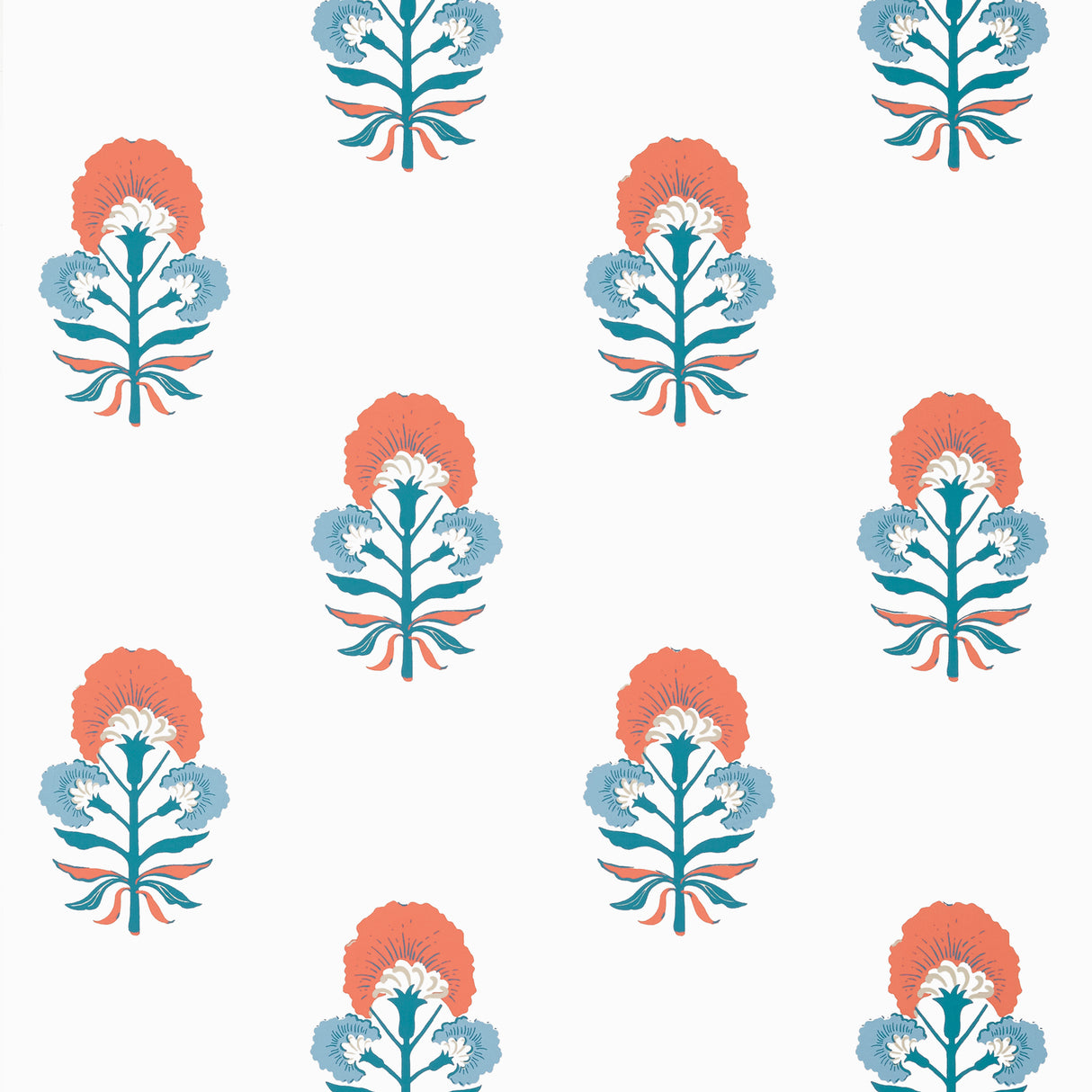 Thibaut T16213 TYBEE BUD French Blue and Coral