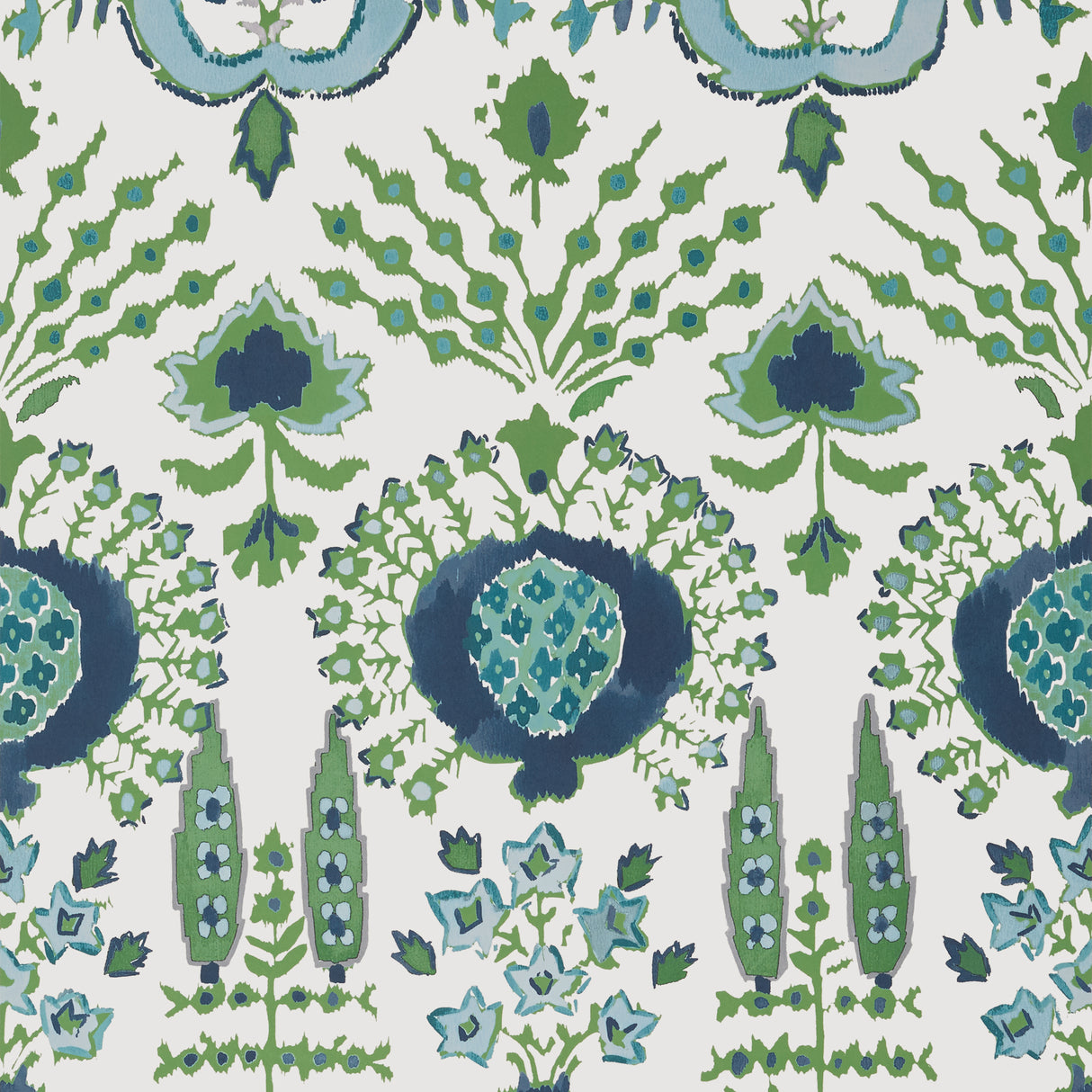 Thibaut T16240 MENDOZA SUZANI Blue and Green on White