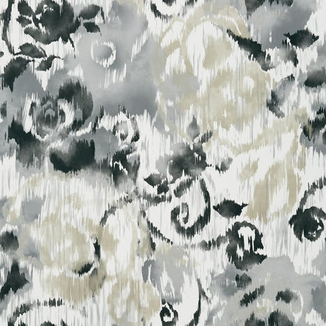 Thibaut WATERFORD FLORAL T24344 in Charcoal Wallpaper - BRID