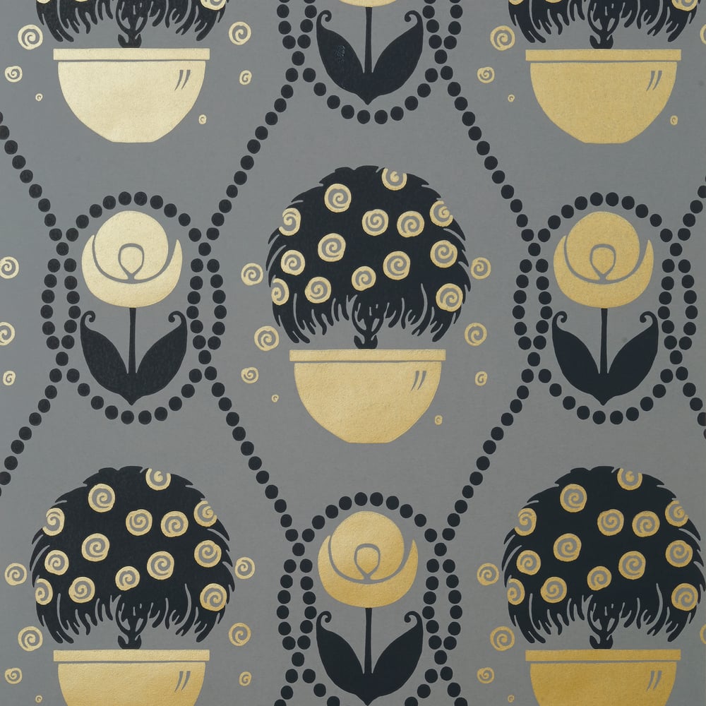 Thibaut T2957 RENE Metallic Gold on Charcoal Wallpaper
