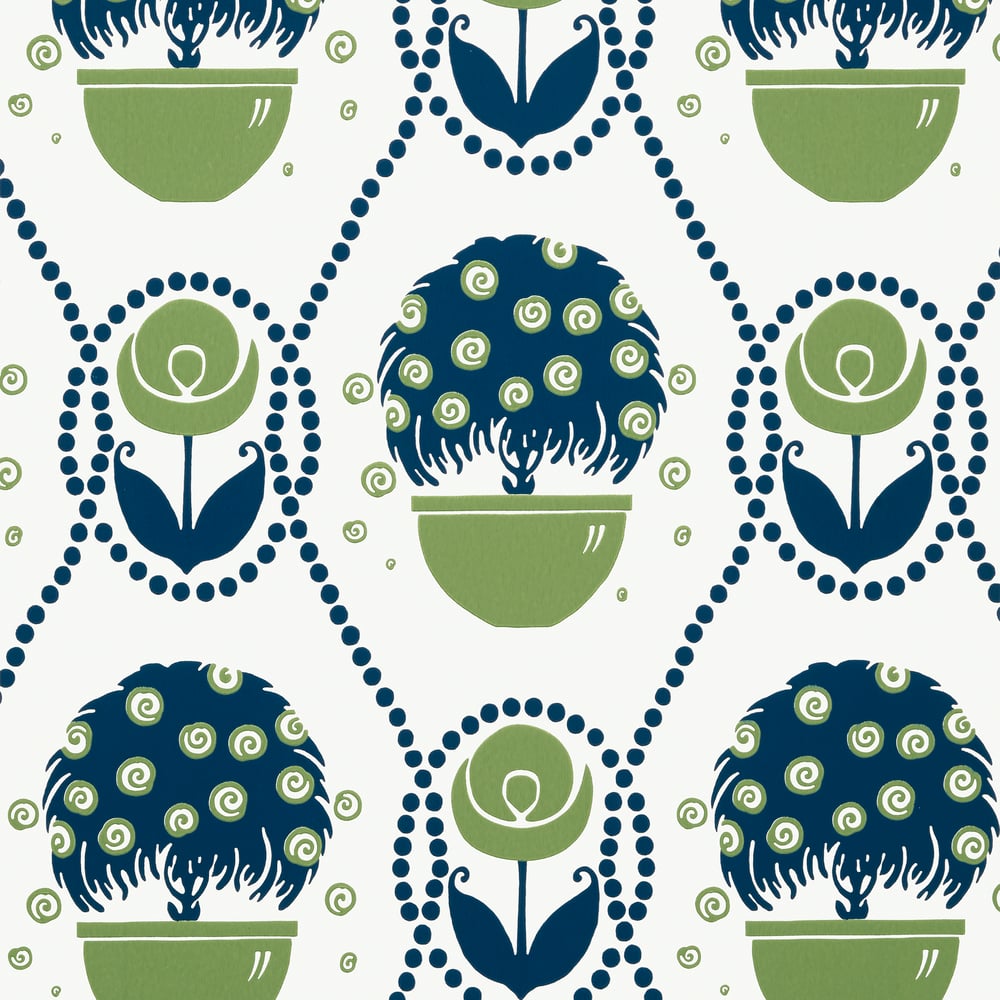Thibaut T2961 RENE Navy and Green Wallpaper