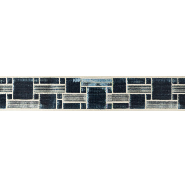 KRAVET DESIGN T30780.551.0 BRICK PATH INDIGO TRIM - Eade's Wallpaper