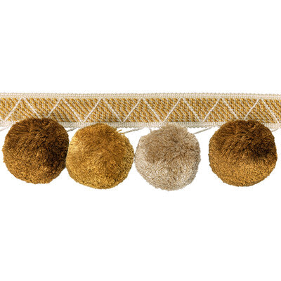 KRAVET COUTURE T30804.4.0 PHUKET POMS OCHRE TRIM - Eade's Wallpaper