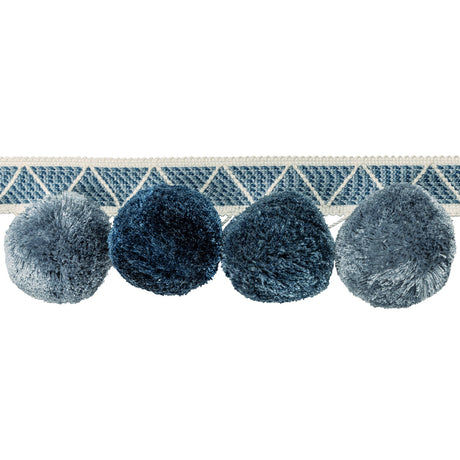 KRAVET COUTURE T30804.5.0 PHUKET POMS INDIGO TRIM - Eade's Wallpaper