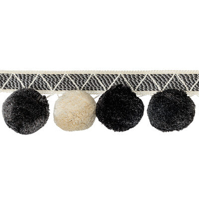 KRAVET COUTURE T30804.81.0 PHUKET POMS IVORY/NOIR TRIM - Eade's Wallpaper